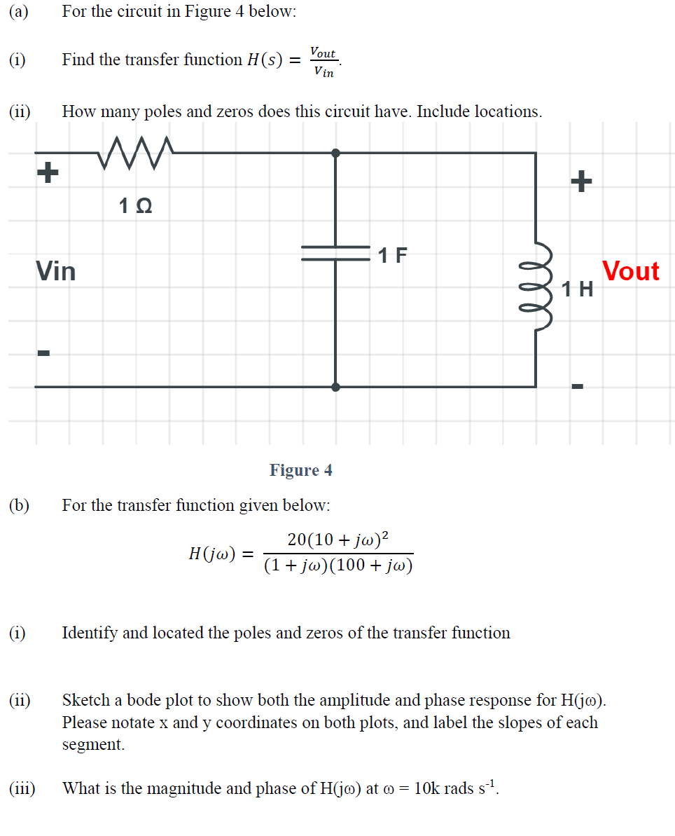Solved (a) For the circuit in Figure 4 below: (i) Find the | Chegg.com