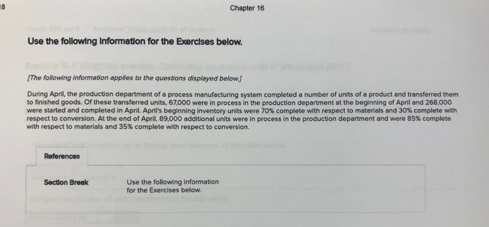 Solved Chapter 16 Use the following Information for the | Chegg.com