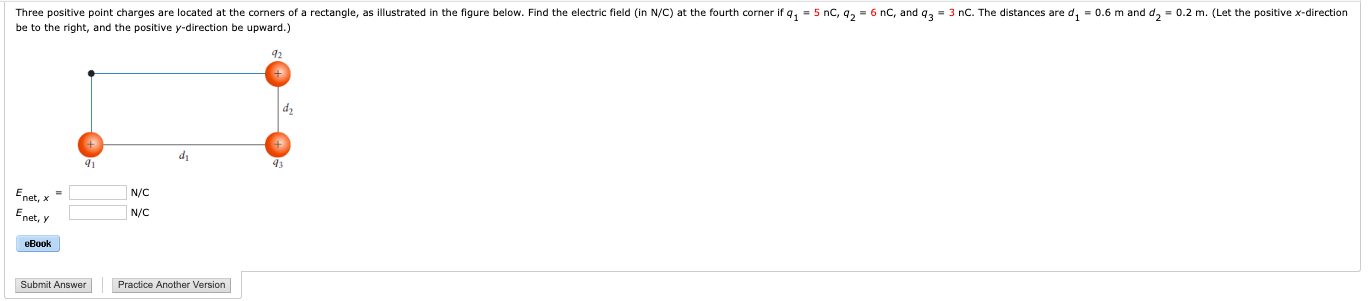 Solved Three positive point charges are located at the | Chegg.com