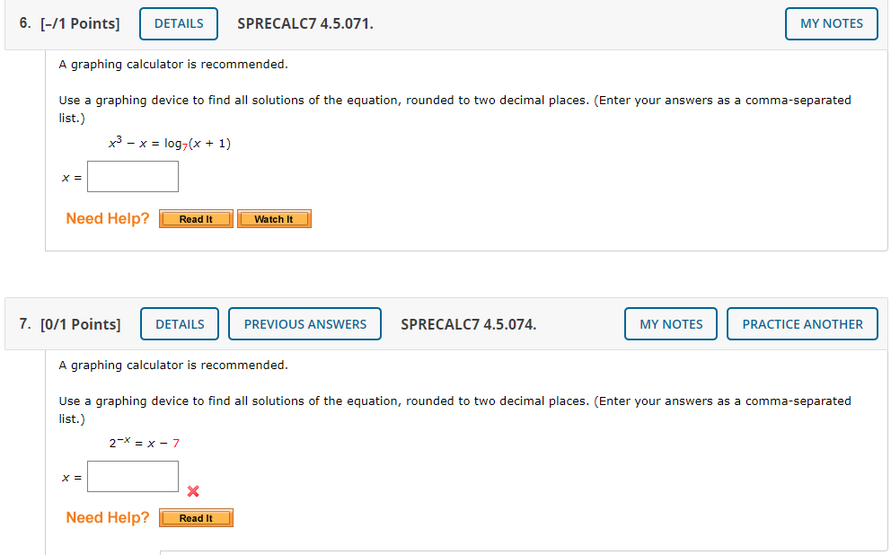 Solved 6 1 Points DETAILS SPRECALC7 4 5 071 MY NOTES A Chegg