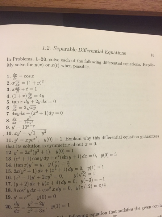 Solved 1.2. Separable Differential Equations In Problems, | Chegg.com