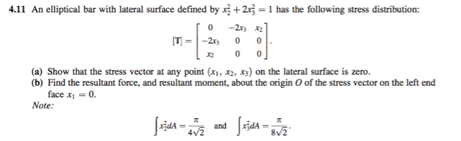 -2x3 X2 4.11 An elliptical bar with lateral surface | Chegg.com