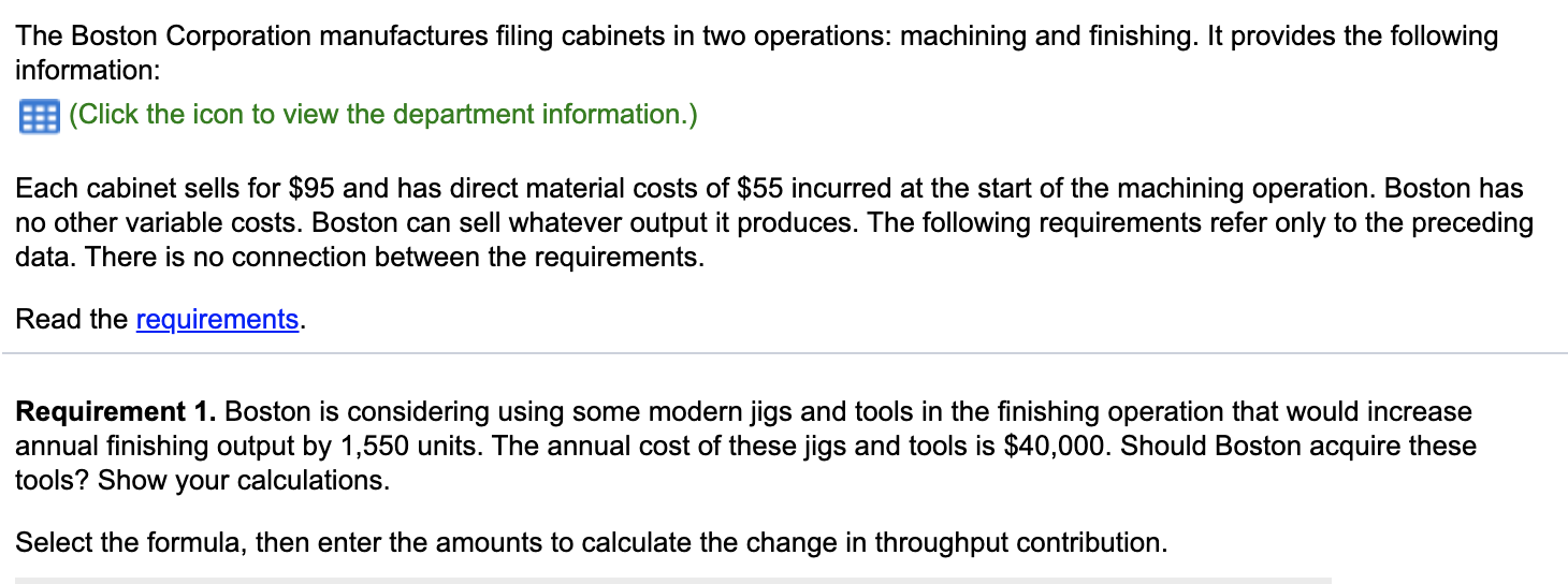 Solved i Data Table Finishing Machining 160,000 units