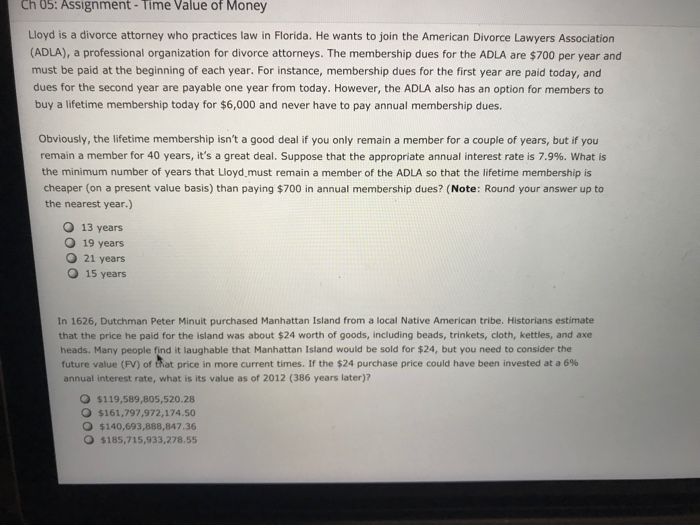 Solved Ch 05: Assignment- Time Value of Money Lloyd is a | Chegg.com
