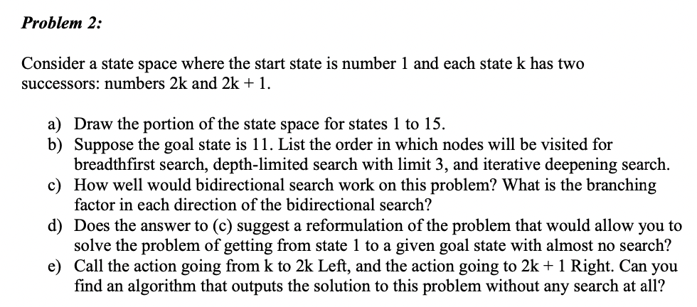 Solved Problem 2: Consider a state space where the start | Chegg.com