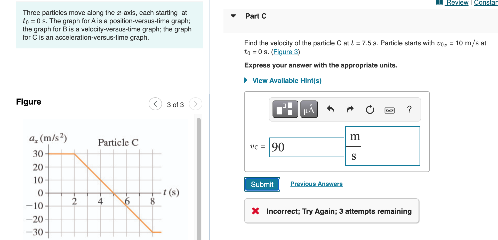 Solved Review | Constan Part C Three particles move along | Chegg.com