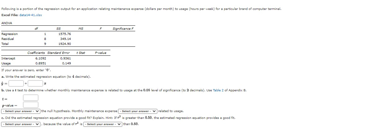 Solved Following is a portion of the regression output for | Chegg.com