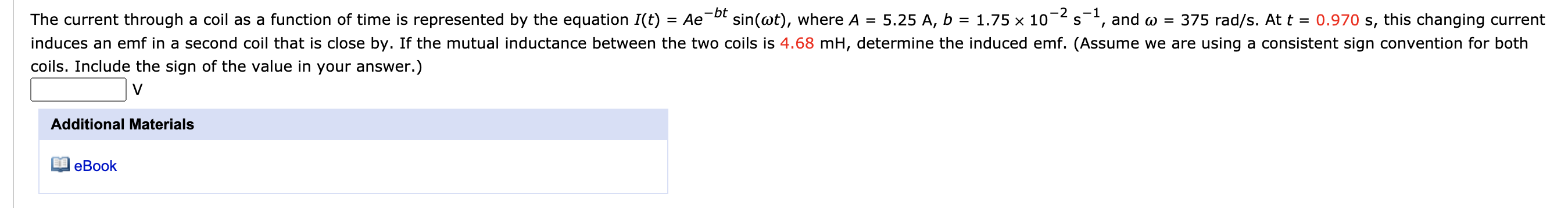 Solved The current through a coil as a function of time is | Chegg.com