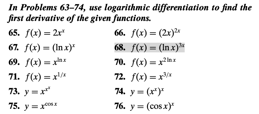 logarithmic differentiation