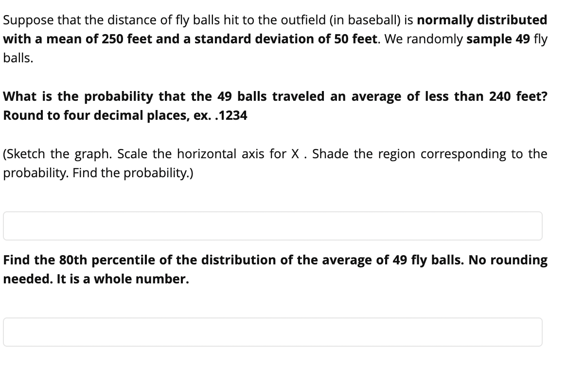 Solved Suppose that the distance of fly balls hit to the | Chegg.com