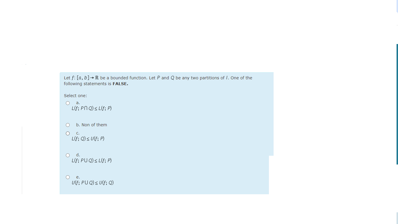 Solved Let F:[a,b]→R ﻿be A Bounded Function. Let P ﻿and Q | Chegg.com