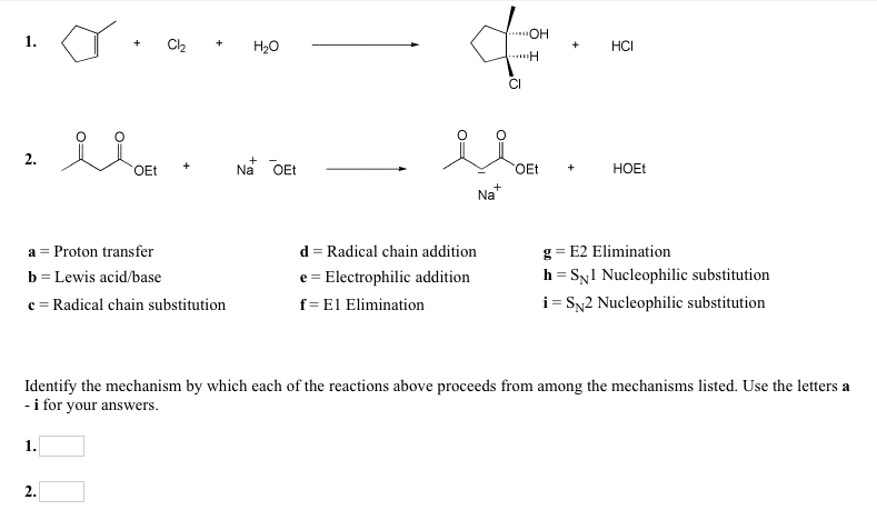 Solved ...OH 1. Cl2 H20 HCI H 2. OEt Na Et OEt + HOEt Na | Chegg.com