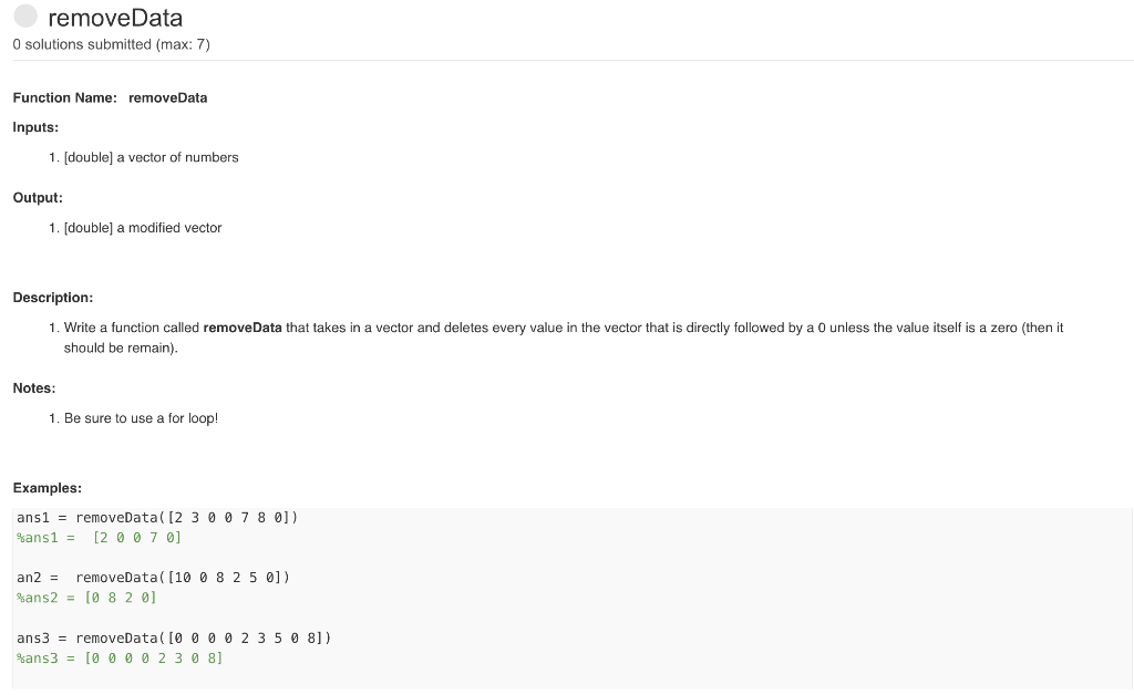 Solved remove Data O solutions submitted (max: 7) Function | Chegg.com