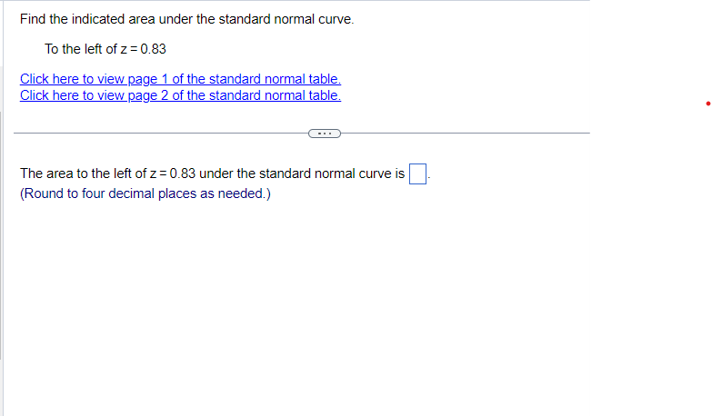 Find the indicated area under the standard normal | Chegg.com