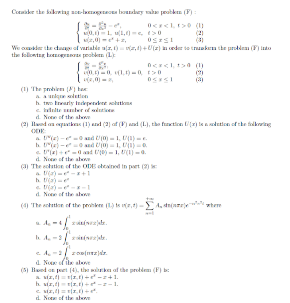 Solved Consider the following non-homogeneous boundary value | Chegg.com