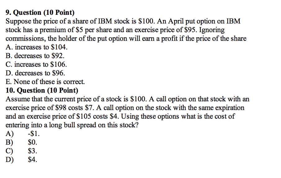 Solved 9. Question (10 Point) Suppose The Price Of A Share | Chegg.com