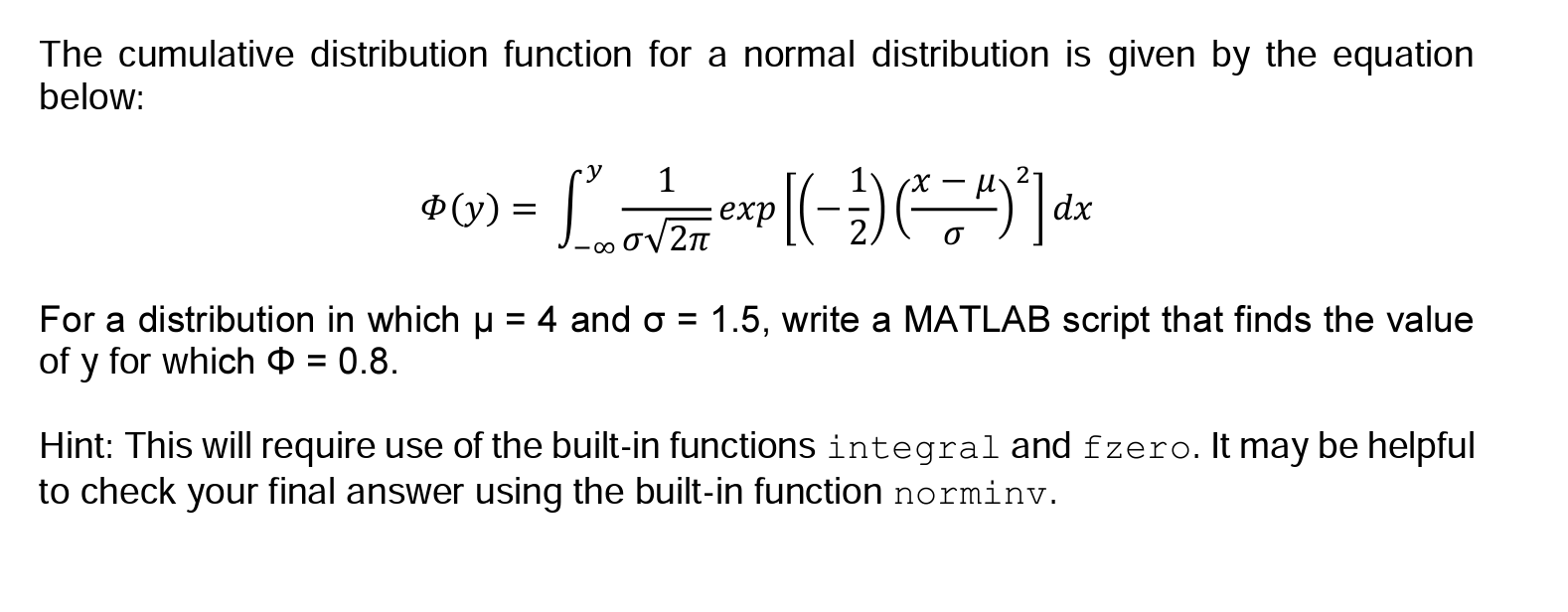 Solved The cumulative distribution function for a normal | Chegg.com
