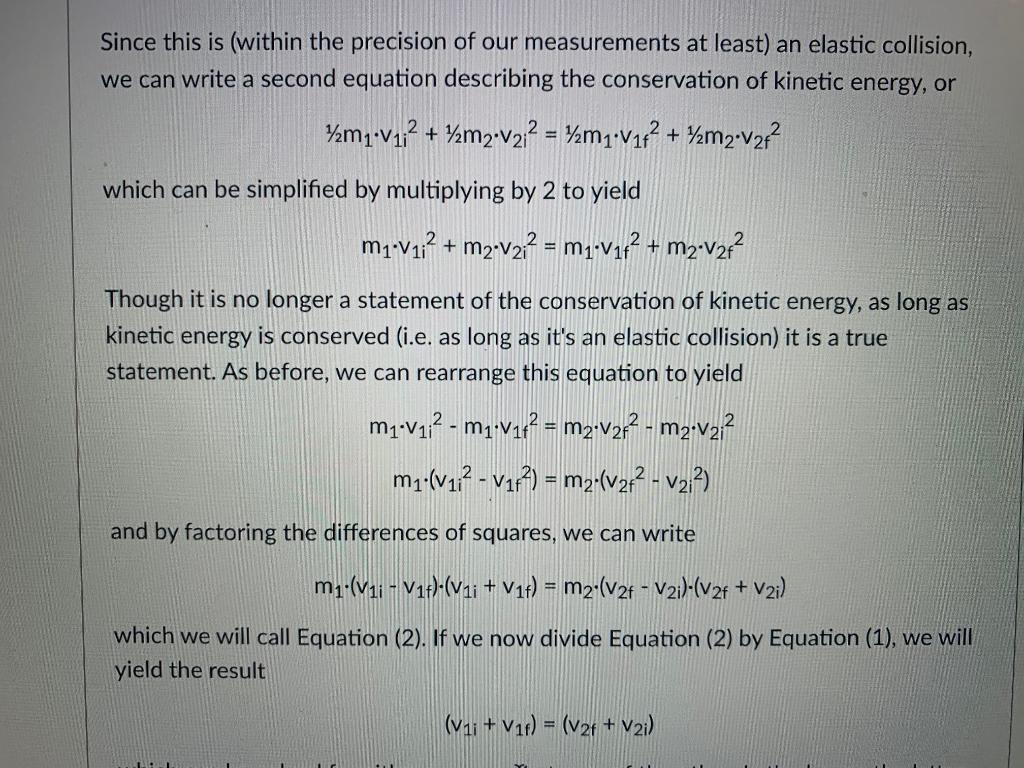 Solved Instructional Problem: Elastic Collision in 1 | Chegg.com
