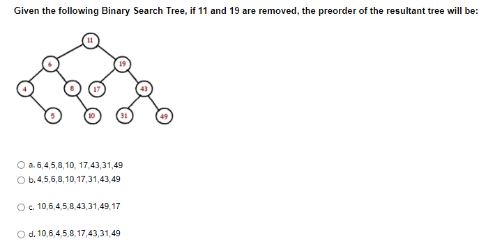Solved Given the following Binary Search Tree, if 11 and 19 | Chegg.com