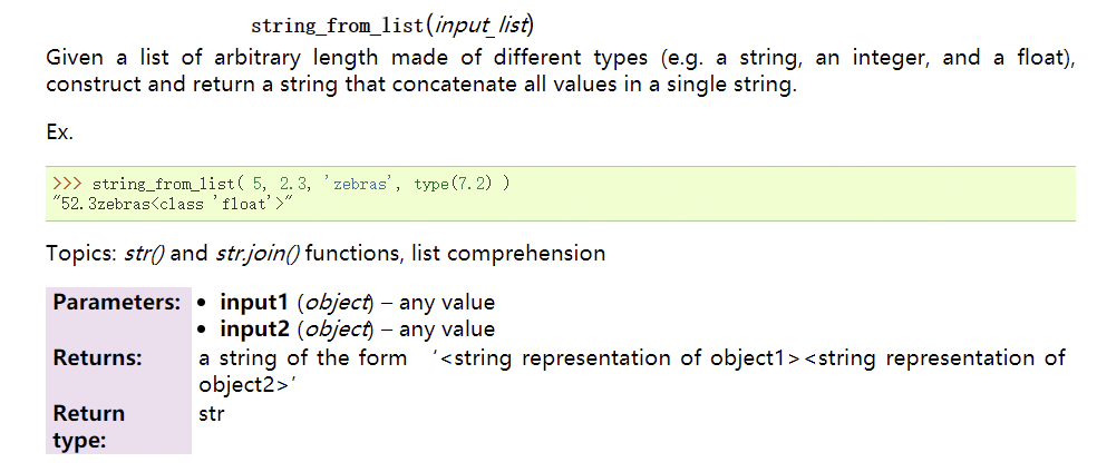 Solved string_from_list(input list) Given a list of | Chegg.com