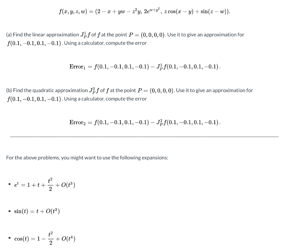 F X Y Z W 2 2 Yw Zly 2ew Y Z Cos X Chegg Com