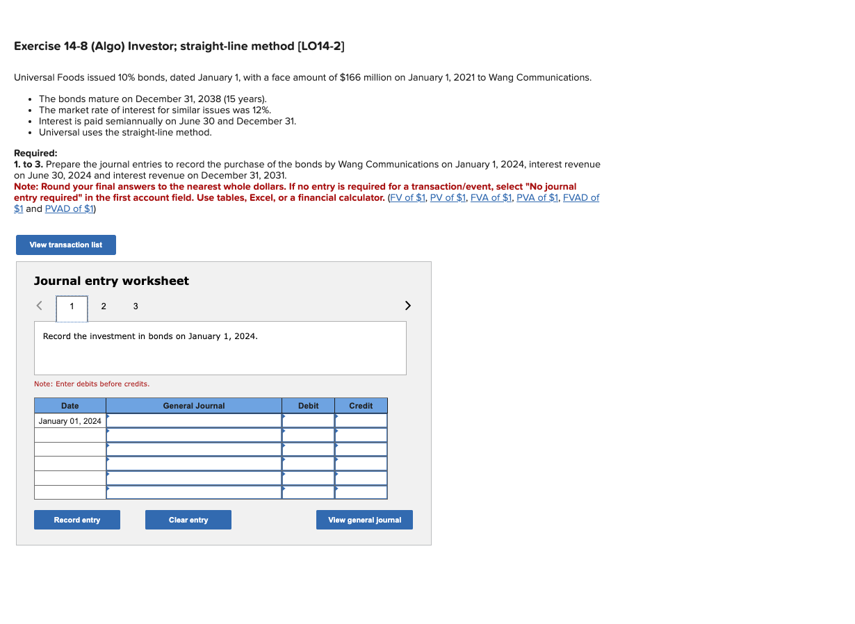 Solved Record The Investment In Bonds On January 1 2024 Chegg Com   PhpTbUJMQ