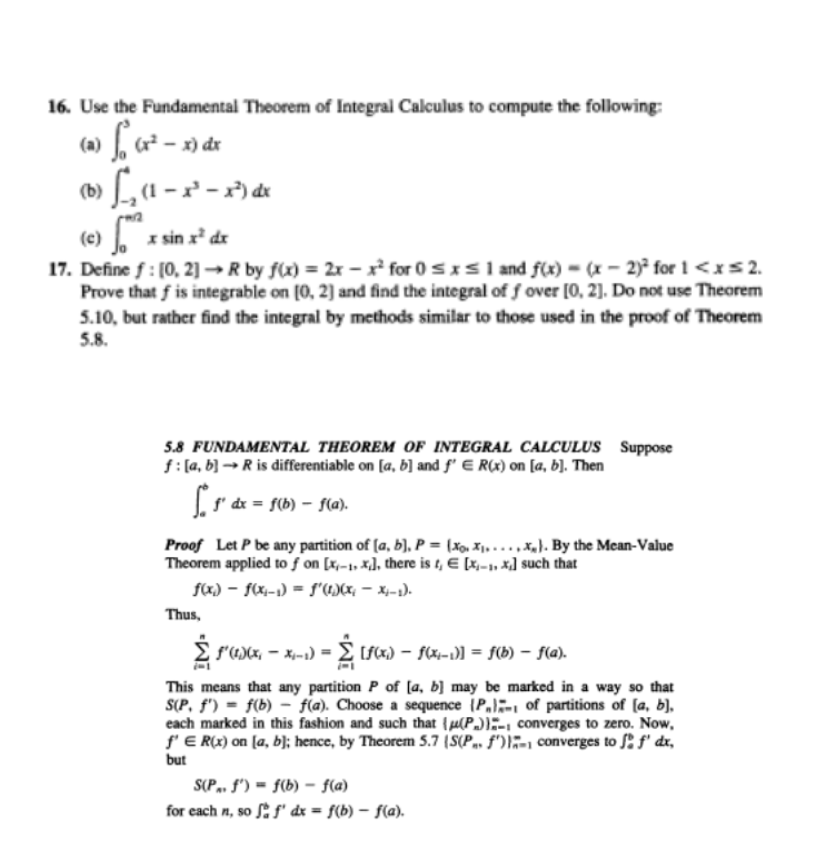 Solved 16 Use The Fundamental Theorem Of Integral Calcul Chegg Com