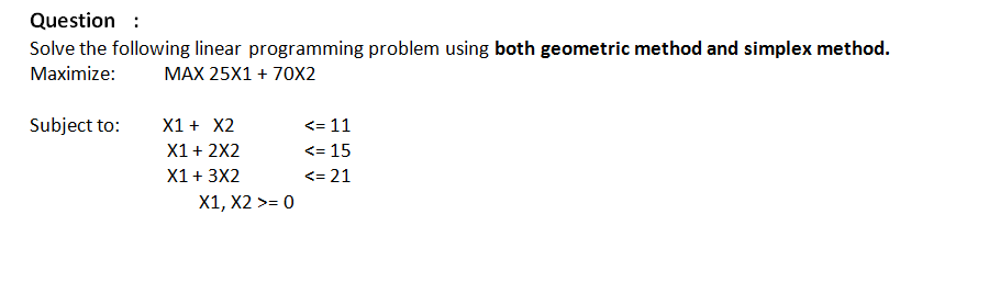 Solved Question Solve the following linear programming | Chegg.com