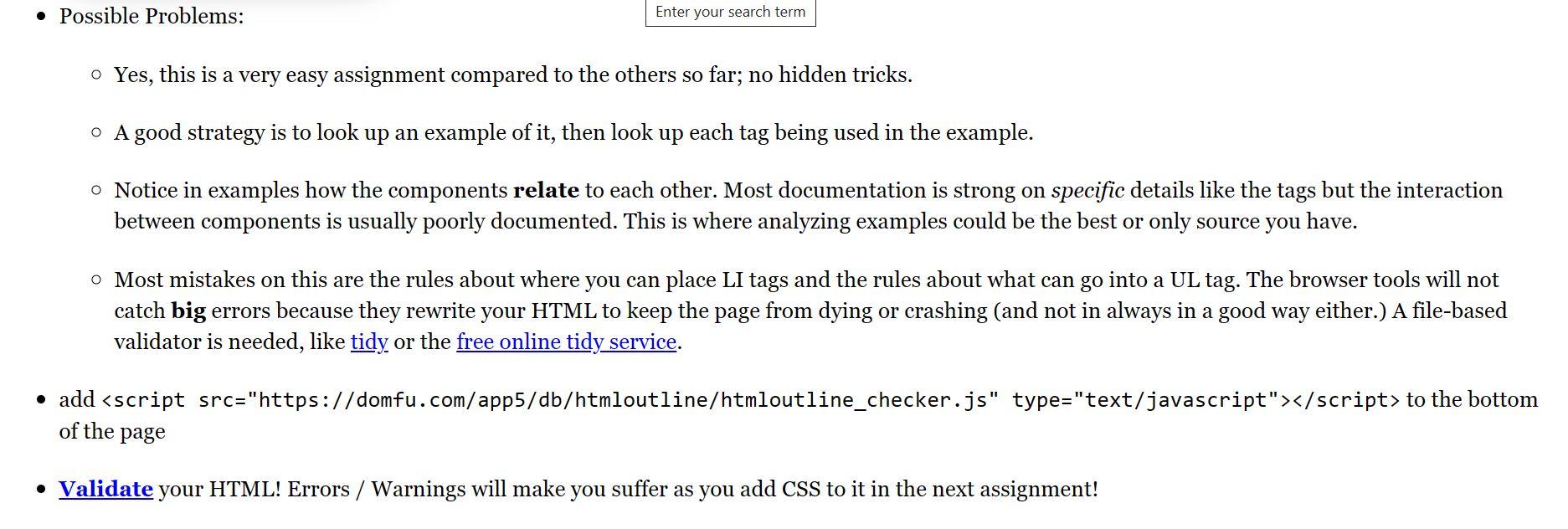 Solved HTML Requirements 1 ONE Main HTML Outline meaning Chegg