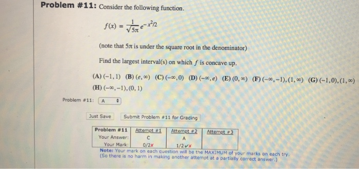 Solved Problem #11: Consider the following function. 5x | Chegg.com