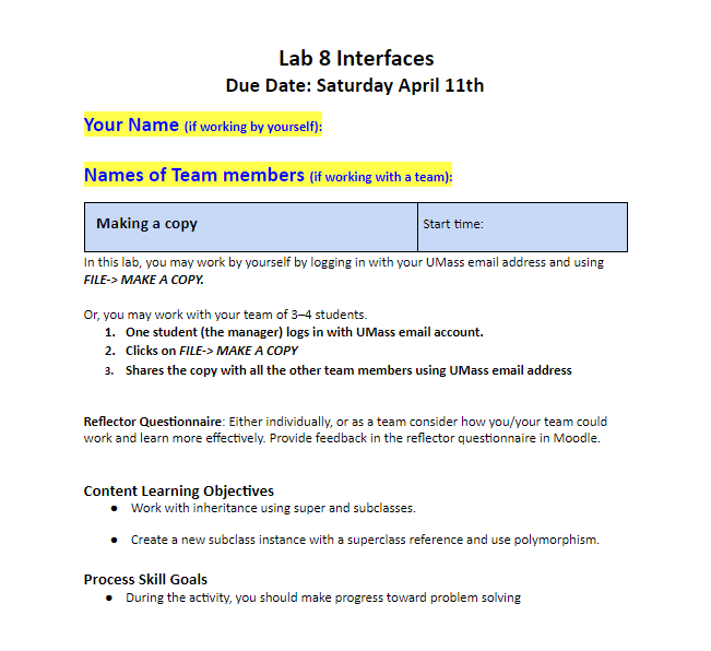 Solved Lab 8 Interfaces - Computer Science 121 I'm | Chegg.com