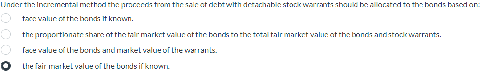 Solved Under the incremental method the proceeds from the | Chegg.com