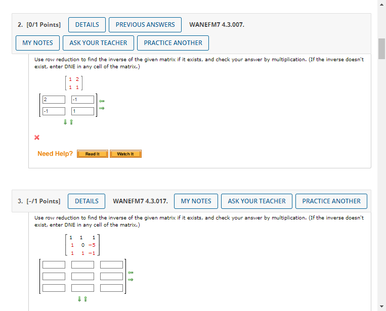 Solved Use row reduction to find the inverse of the given Chegg