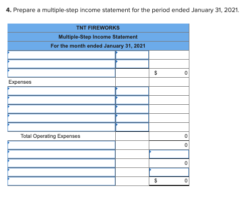 Solved 3 Prepare A Multiple Step Income Statement For Th Chegg Com