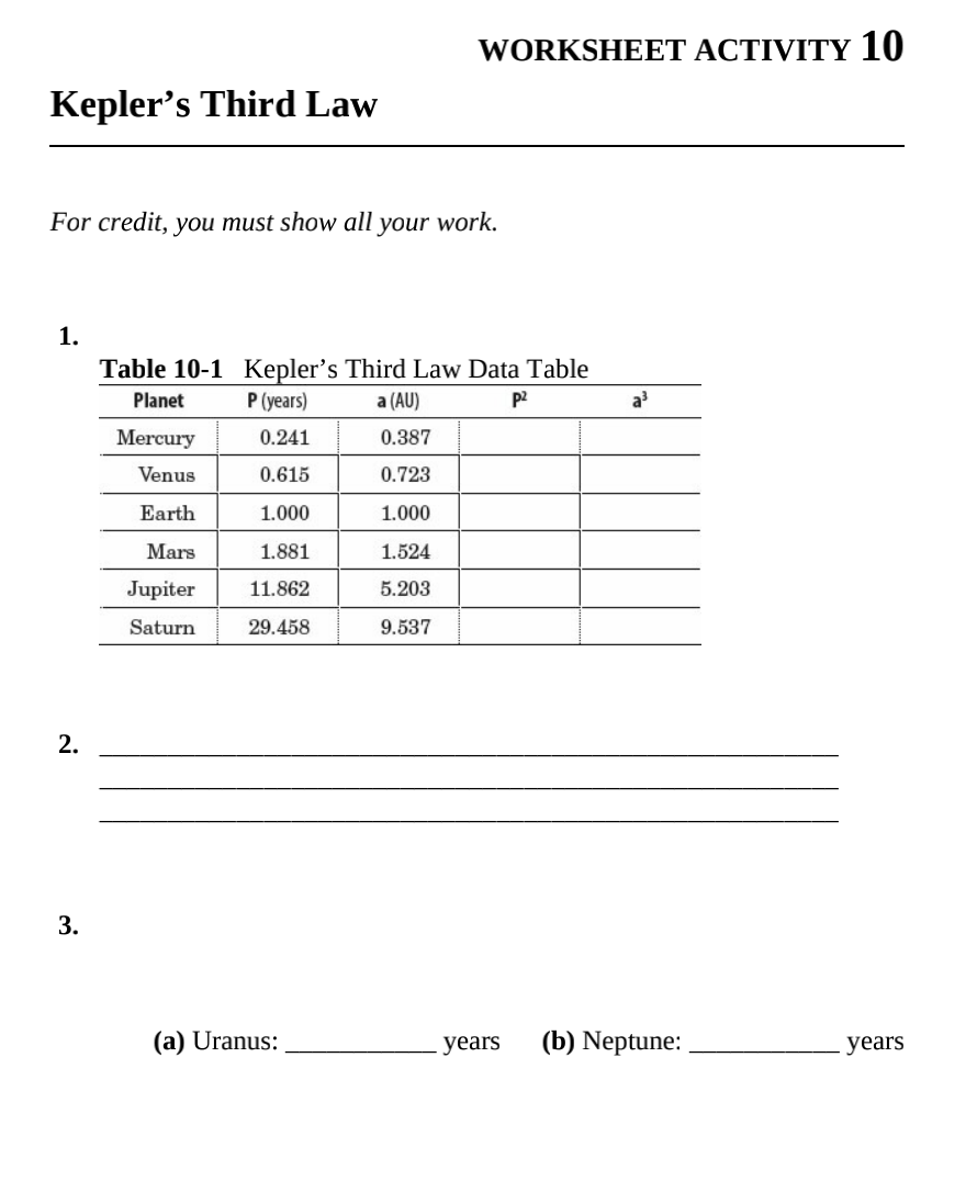 Solved Kepler's Third Law In the previous activity, you used | Chegg.com