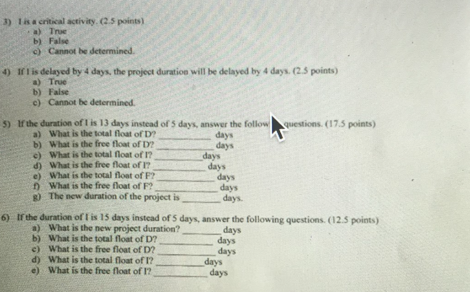 Solved 1. 2. Given The Following Precedence Diagram, | Chegg.com