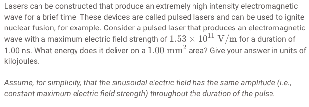 Solved Lasers can be constructed that produce an extremely | Chegg.com