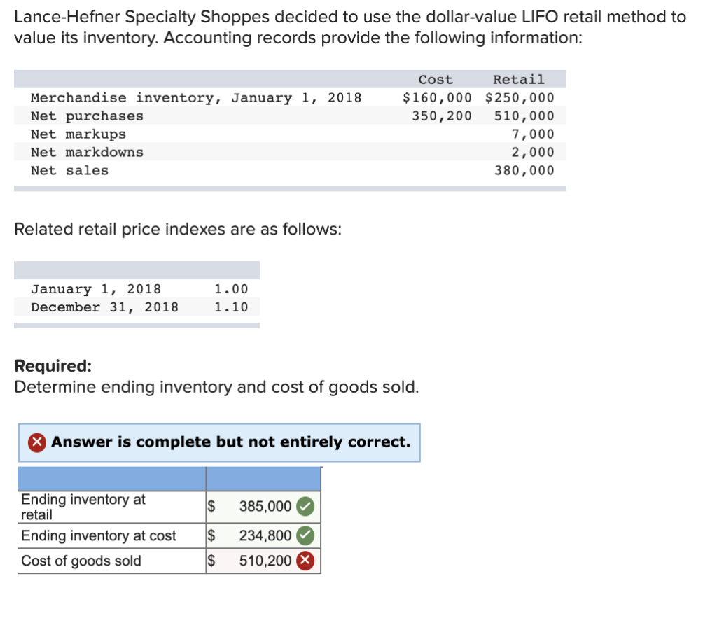 Solved Lance-Hefner Specialty Shoppes decided to use the | Chegg.com