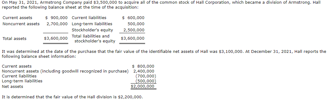 Solved On May 31, 2021, Armstrong Company paid $3,500,000 to | Chegg.com