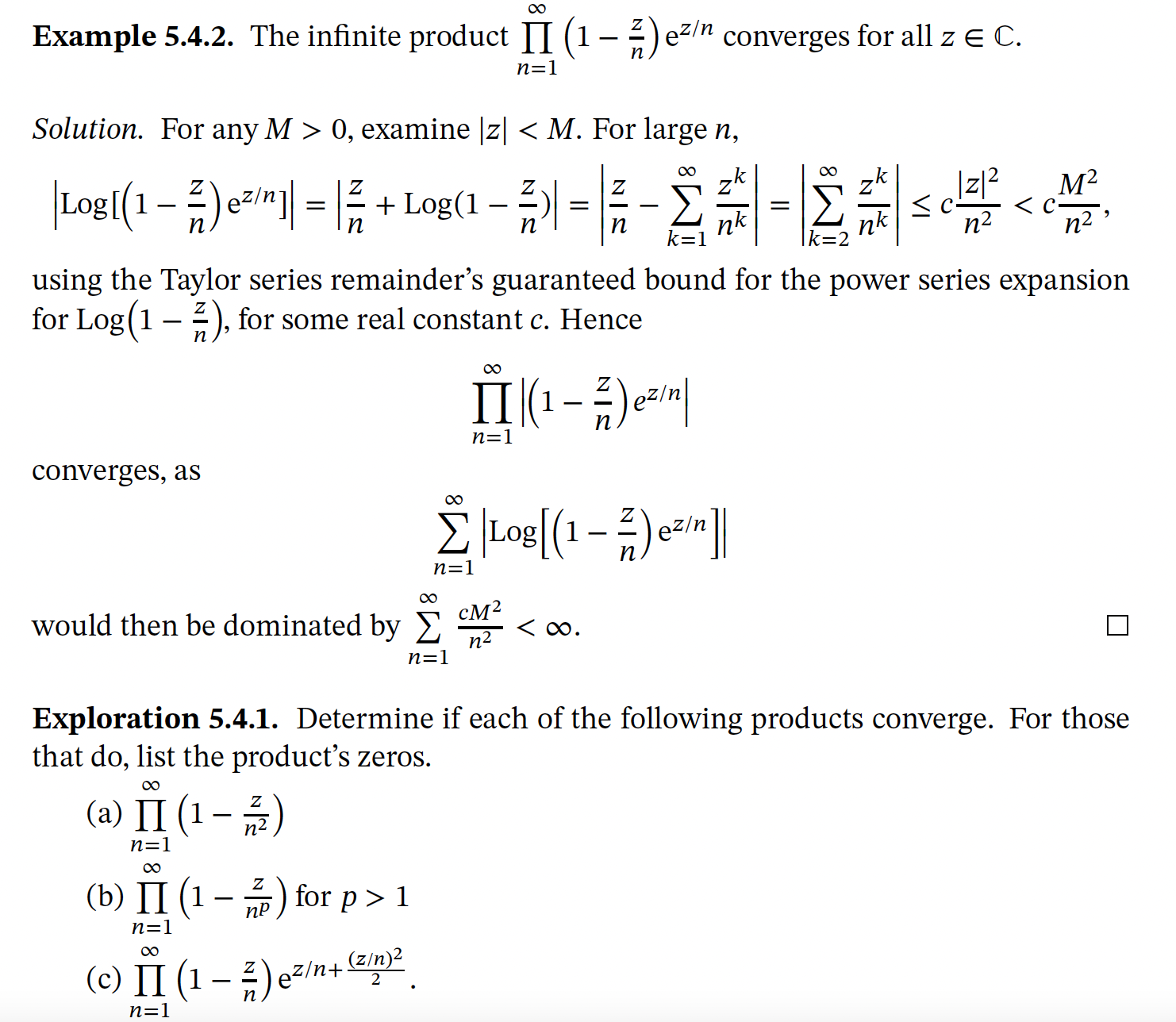 Solved Example 5.4.2. The Infinite Product ∏n=1∞(1−nz)ez N 