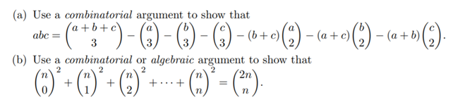 Solved (a) Use A Combinatorial Argument To Show That Abc = | Chegg.com