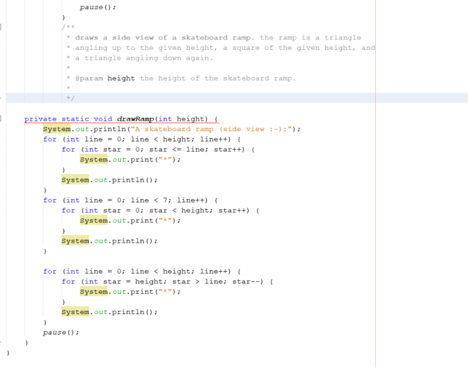 Solved pause(); } * draws a side view of a skateboard ramp. | Chegg.com
