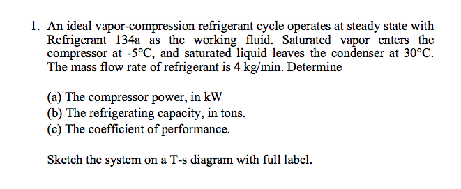 Solved 1. An ideal vapor-compression refrigerant cycle | Chegg.com