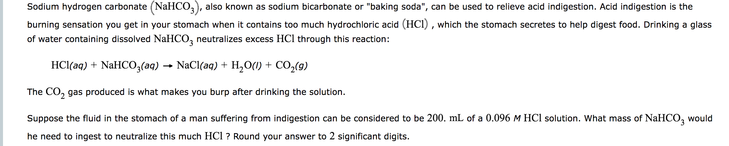 Solved Sodium hydrogen carbonate (NaHCO3), also known as | Chegg.com