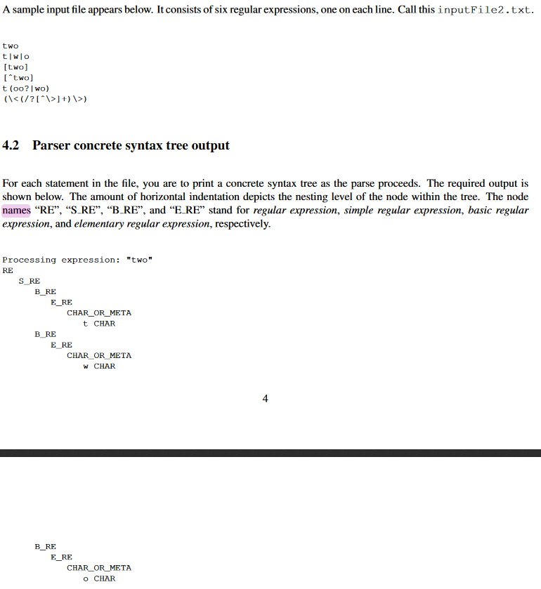 Print a concrete syntax tree of regular expressions. | Chegg.com