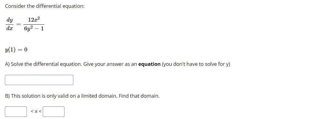 solve the differential equation. dy dx = 6x(y2   1)