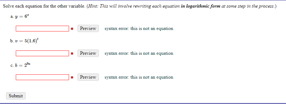 Solved Solve Each Equation For The Other Variable Hint