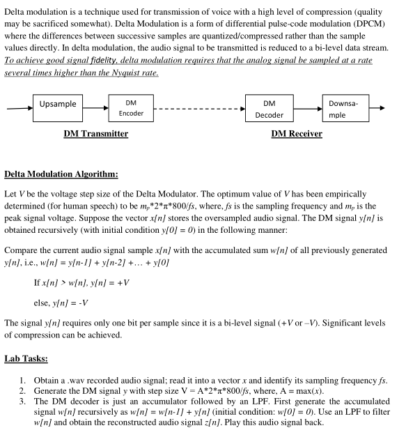 Solved Delta modulation is a technique used for transmission | Chegg.com