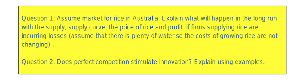 Solved Question 1: Assume market for rice in Australia. | Chegg.com