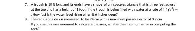 Solved 7. A trough is 10ft long and its ends have a shape of | Chegg.com